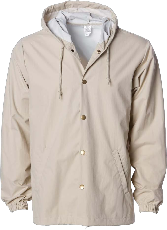 Independent Trading Co ITC Mens Water Resistant Hooded Windbreaker Jacket-EXP95NB Classic Khaki 3X-Large