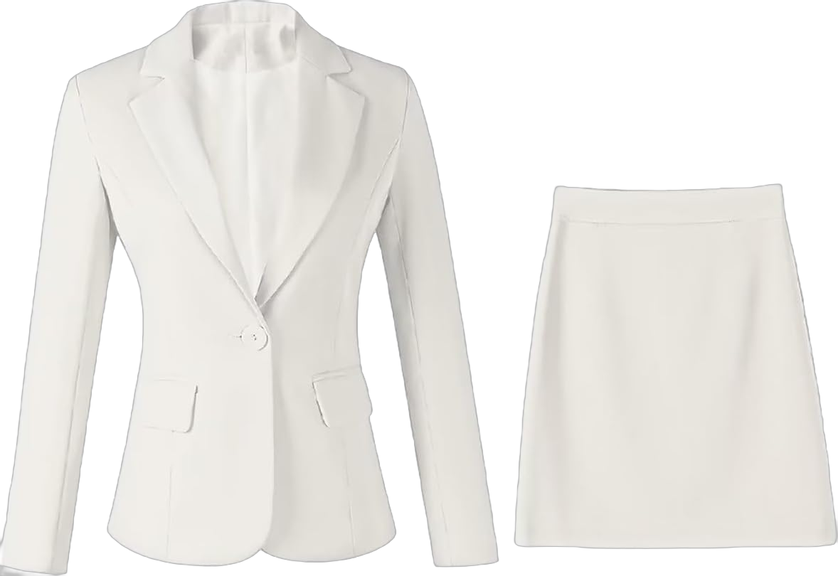 Women's 2 Piece Skirt Suit Set Solid One Button Suit Blazer Skirt Set Business Women Suits Office Lady Outfits Suit 18 Ivory