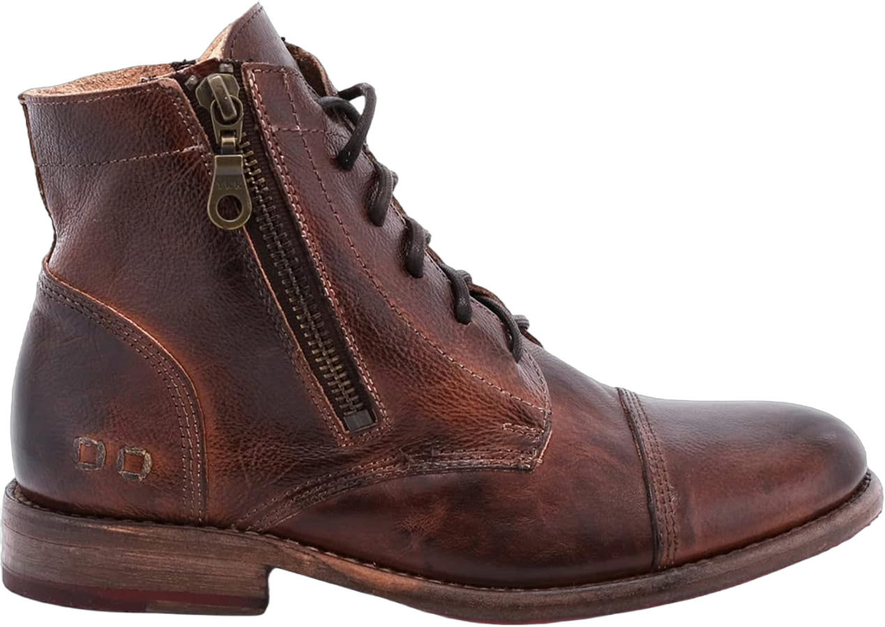 Bed|Stu Bonnie Women’s Distressed Leather Lace Up Boot - Short Combat Ankle Bootie 9 Teak Rustic