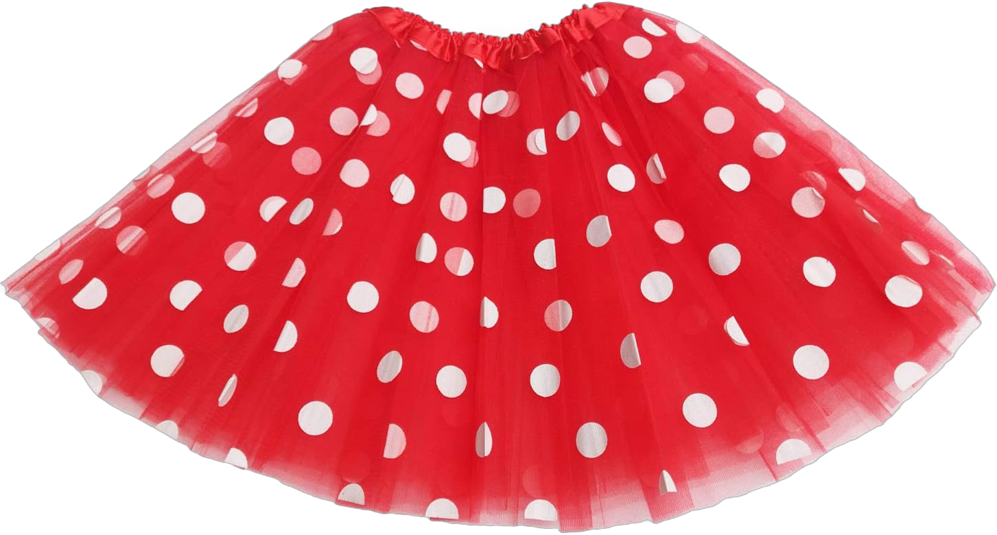 womens Tutu Halloween Costume Skirt, Red White Polka Dot, Large