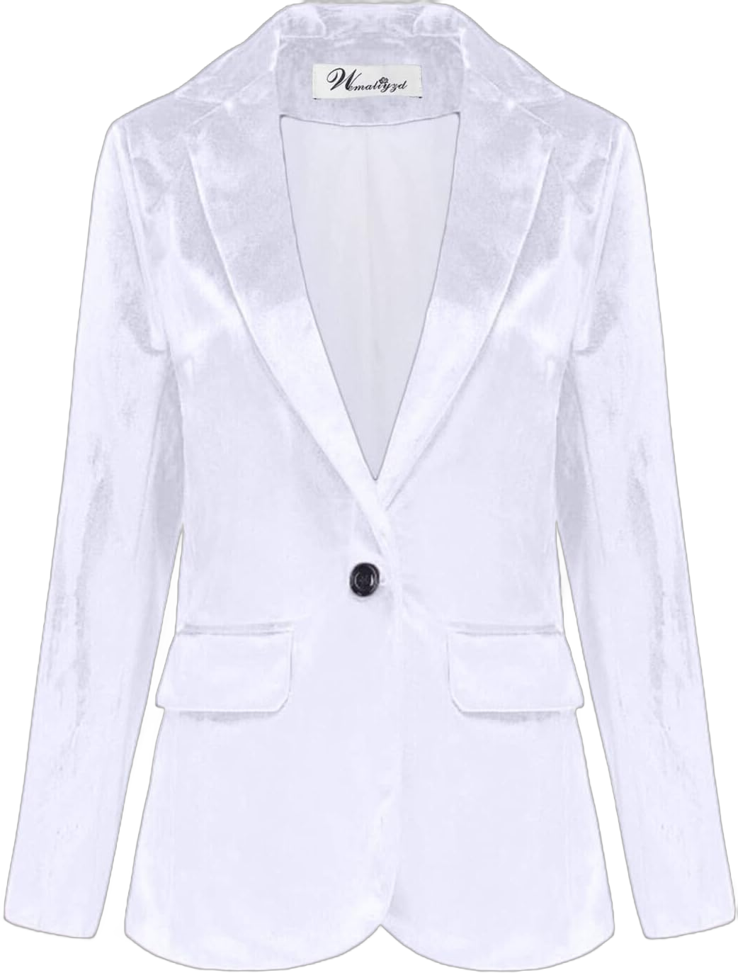 Wemaliyzd Womens Velvet Jacket Slim Fit 1 Button Blazer Office Lady Large White