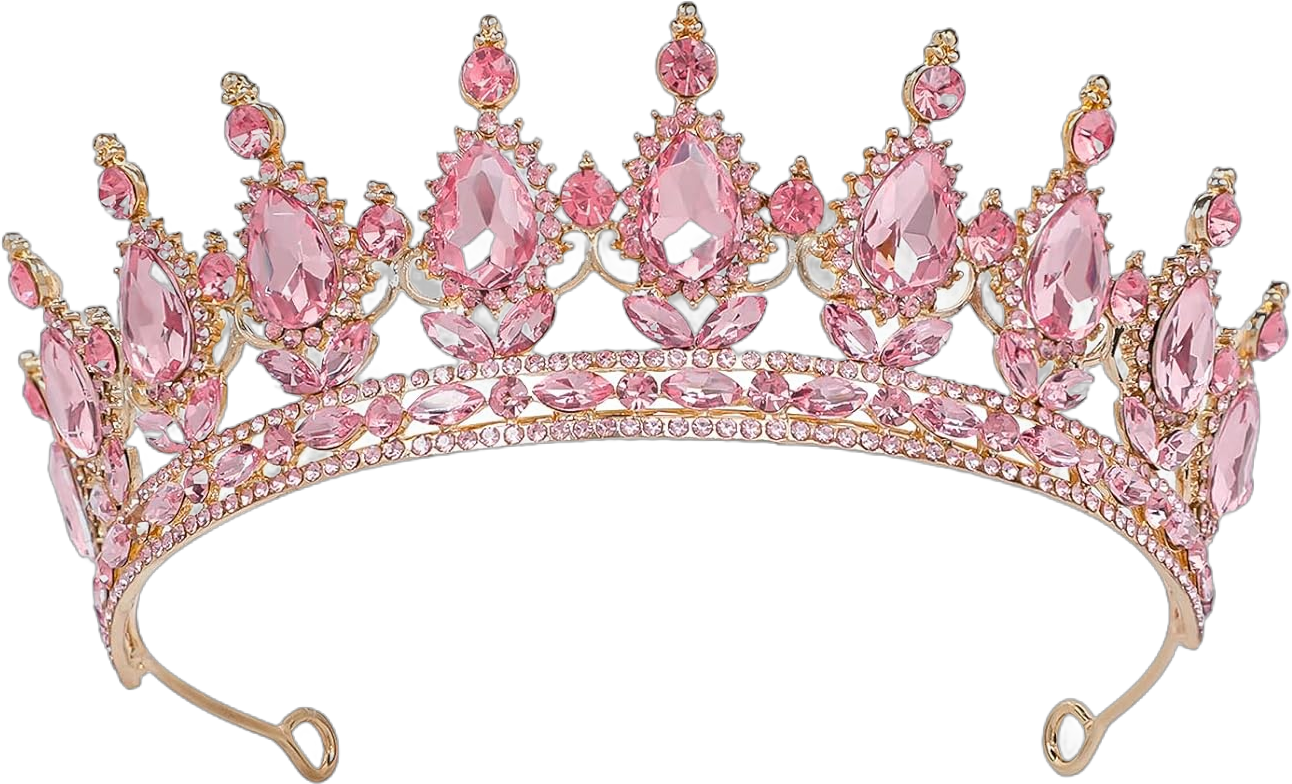 Tiara Crown for Women Pink Princess Crowns Royal Queen Crowns Wedding Tiaras for Bride Crystal Hair Accessorie for Birthday Halloween Cosplay Christmas Party Prom Gifts Pink-A