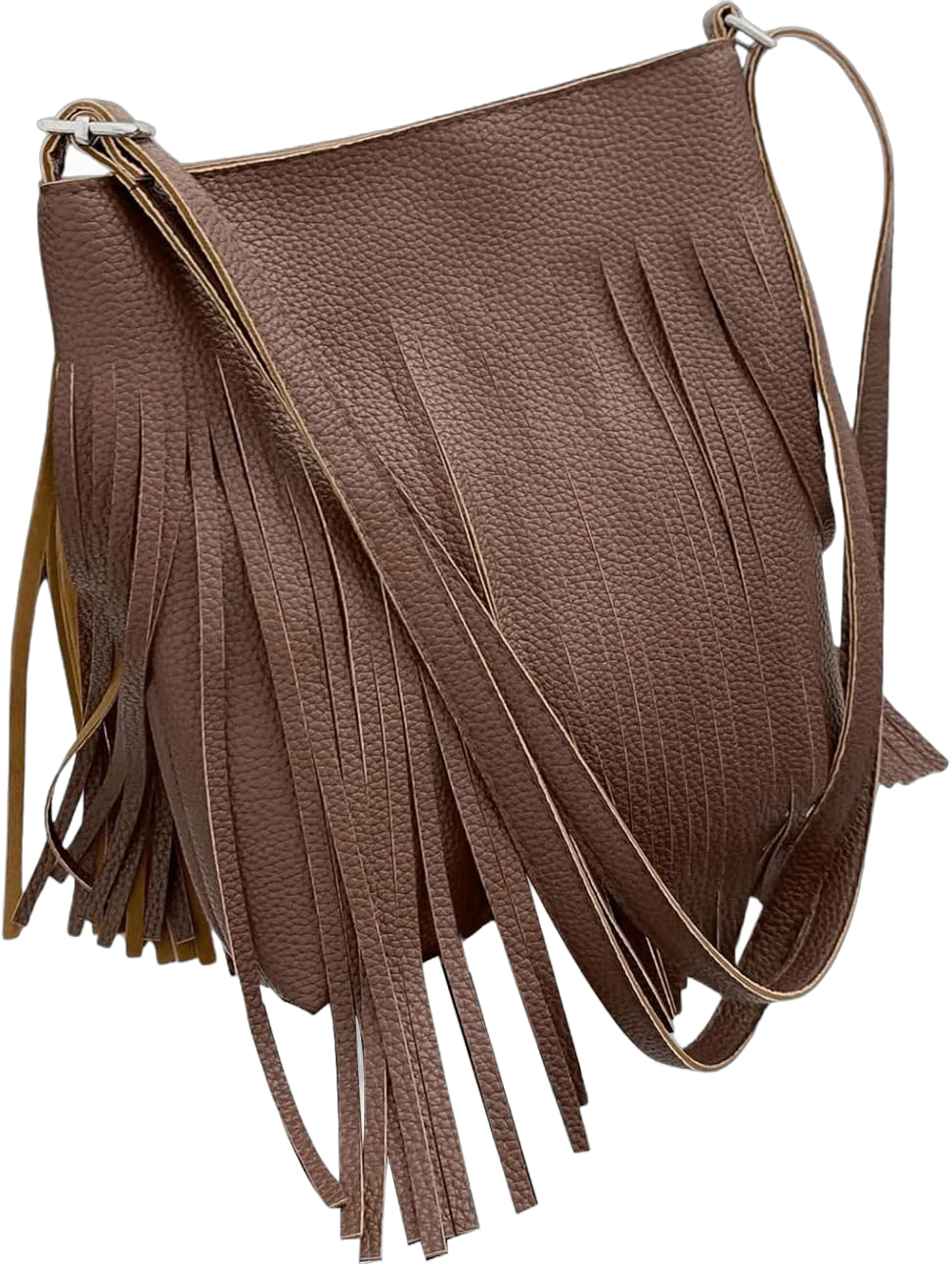 Verdusa Women's Fringe Hippie Crossbody Bag Tassel Handbags Leather Purses One Size Brown