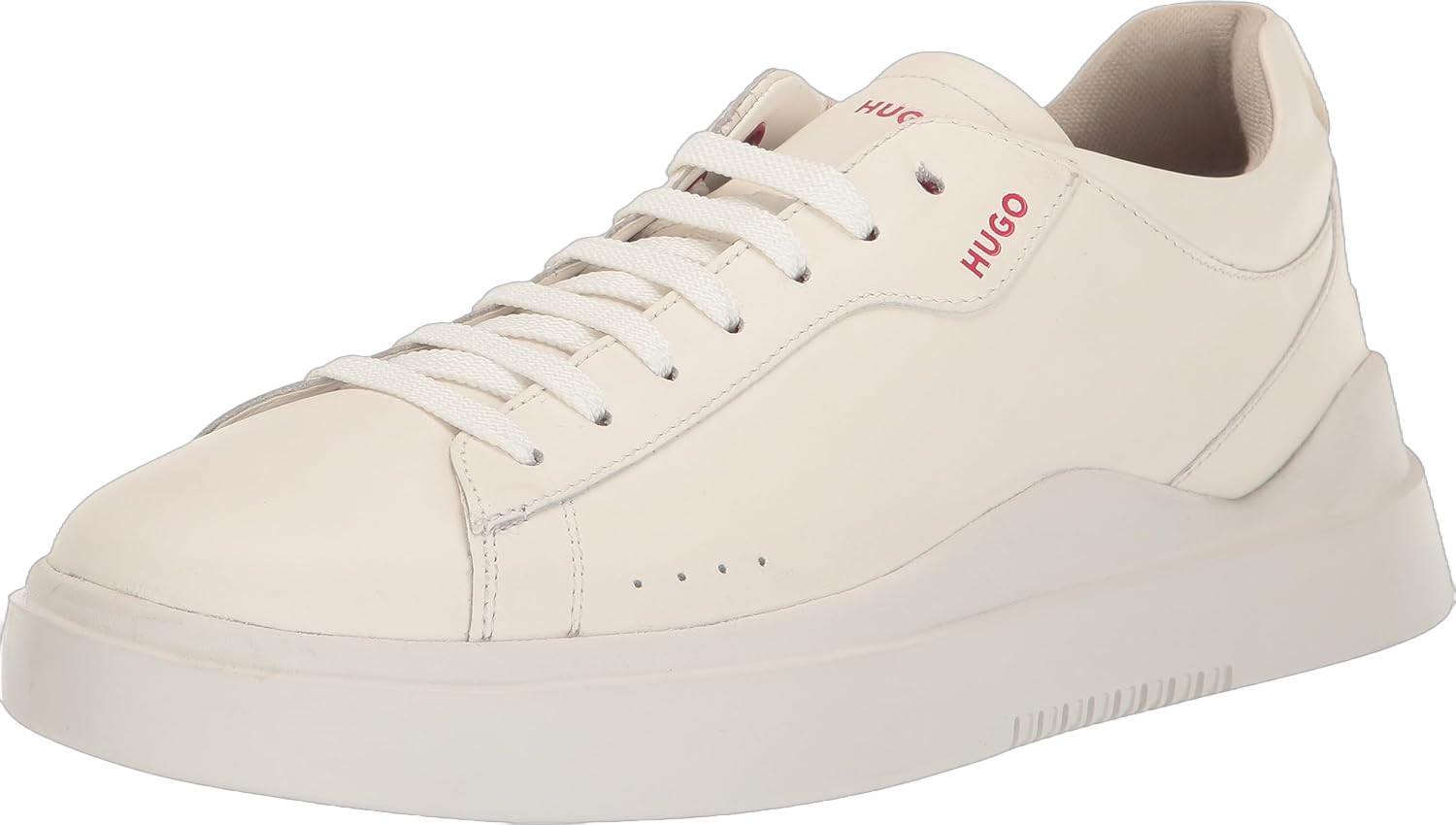 HUGO Men's Cupsole Leather Low Profile Sneaker 12 Crisp White