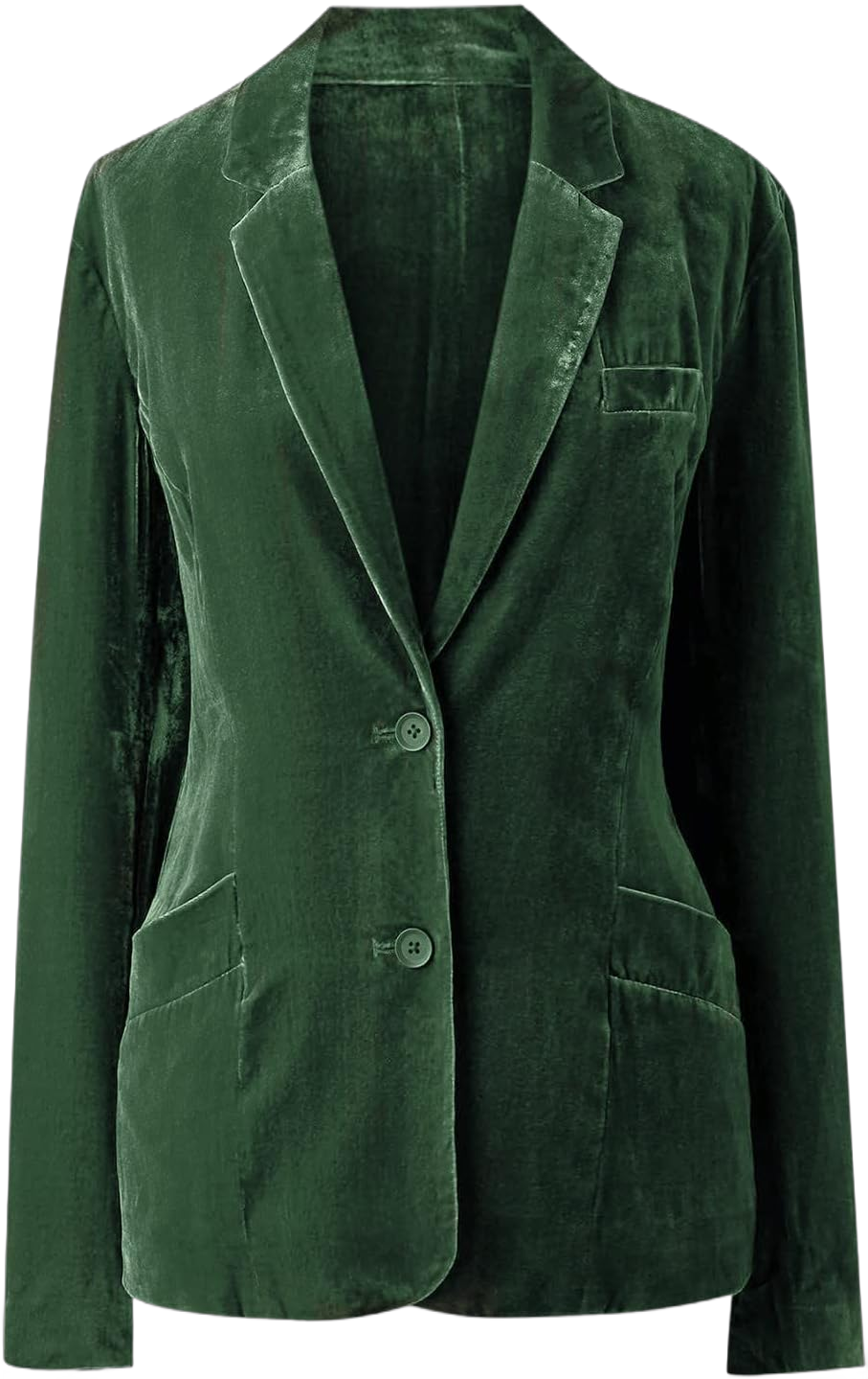 Womens Velvet Blazer Cozy Lightweight Outerwear Retro Buttons Long Sleeve Pokets Jacket Cardigan Coat Office Blazers Medium Green