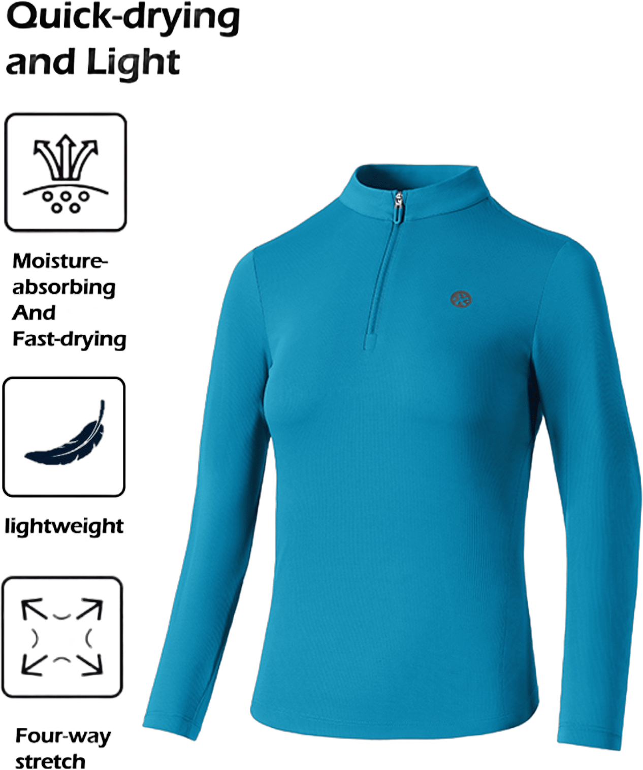 Bmai 1 Piece Of BMAI Women's New Version Running Magic Cube Moisture-Wicking Long Sleeve T-Shirt With Half Zipper, Suitable For Various Sports Activities Such As Running, Hiking, Fitness, And Cycling, Featuring Breathability And Moisture-Wicking Properties.