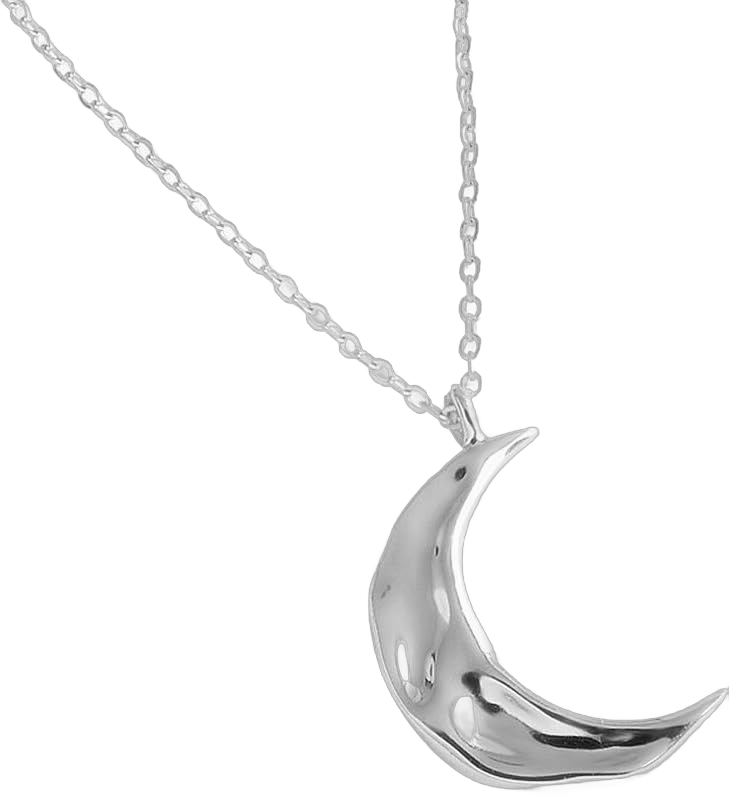 Dtja Boho Moon Necklace for Women Girls Sterling Silver Simple Delicate Crescent Half Moon Phase Karma Choker Pendant Necklace Adjustable Chain Handmade Hammered Jewelry