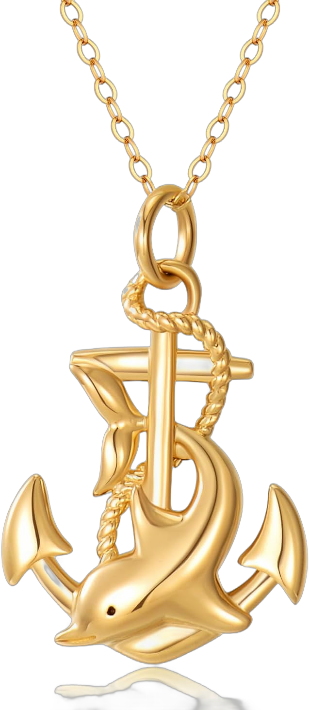 14K Solid Gold Anchor Necklace 14 Karat Anchor Necklace Yellow Gold Anchor Charms for Necklaces Gold Anchor Pendant Necklace