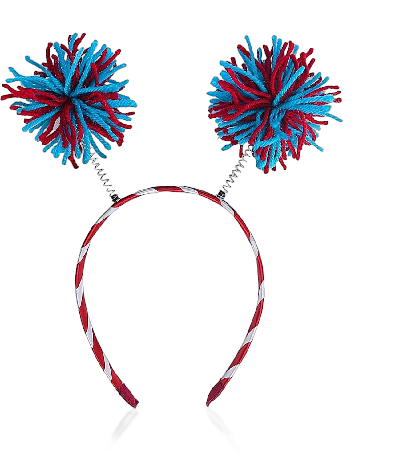 4th of July Pom Head Bopper Pom Pom Headband Fun Fluffy Ball Head Bopper Red White and Blue Spings Pom Headwear Patriotic Accessories for Women Girls Kids Independence Day Parade Party Favors 1PCS America 1