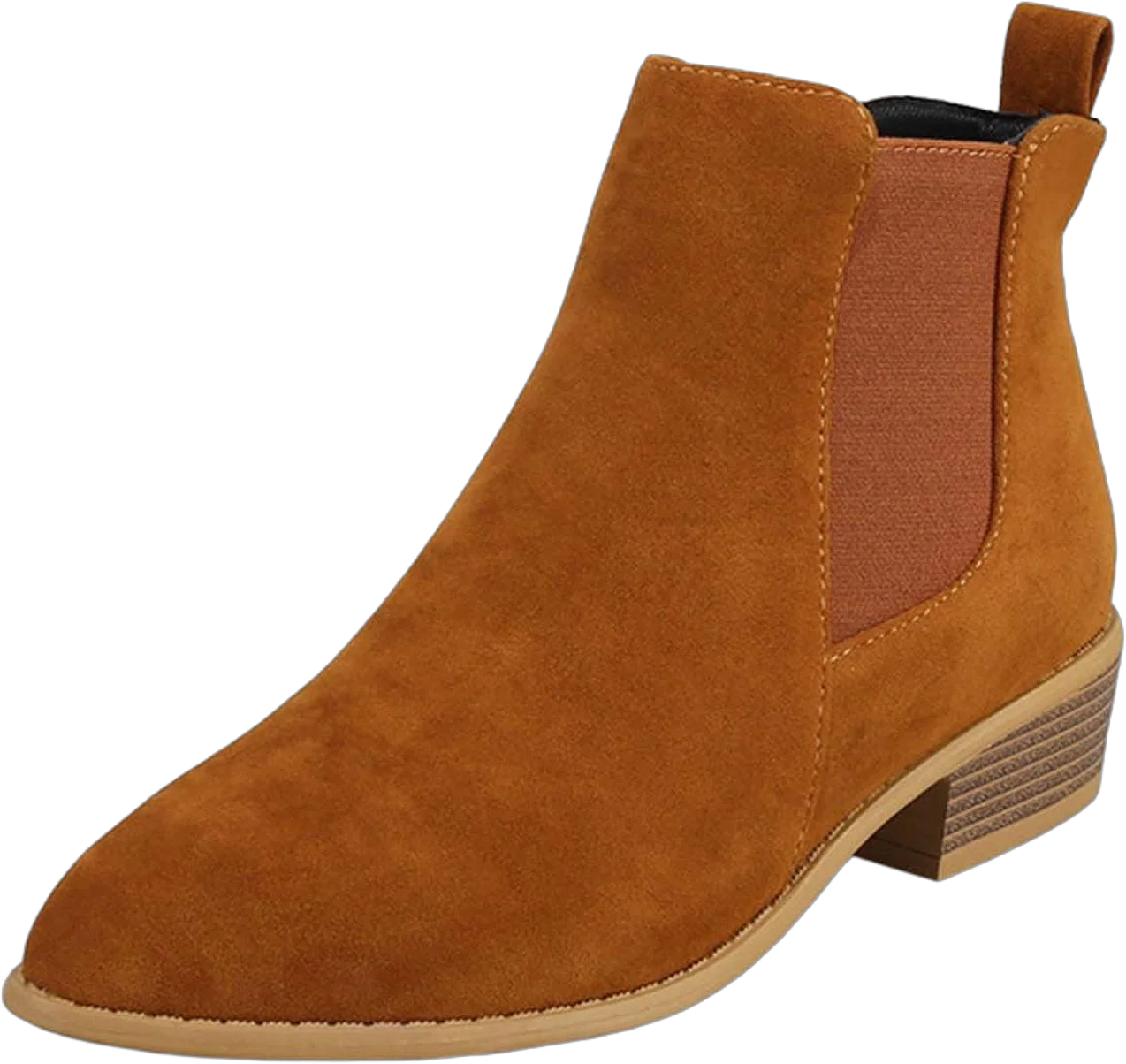 Fitoron Chelsea Boots for Women Fashion Ankle Boots Low Heel Suede Cowgirl Boots Christmas Gift- Brown 7.5