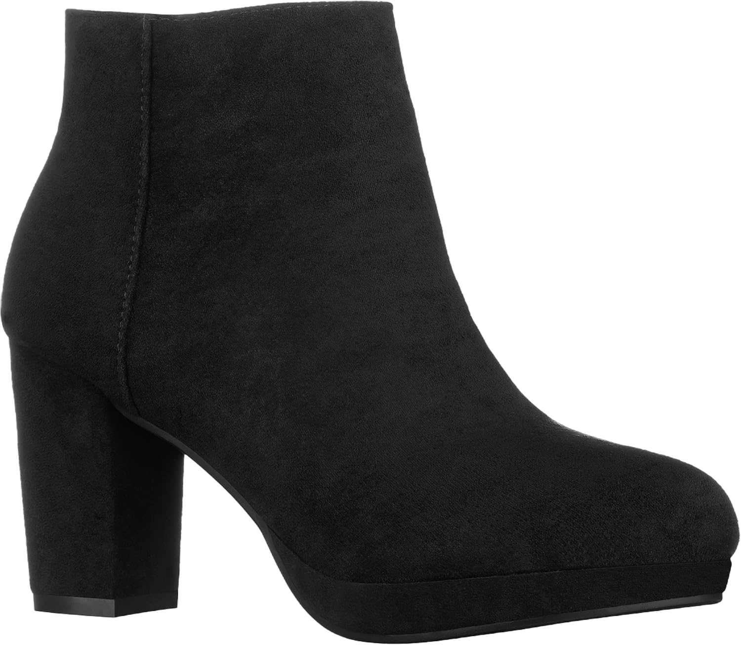 ILLUDE Women’s Ankle Bootie Side Zip Comfortable Block Heel Chunky Platform Ankle Boots 8 Black Suede