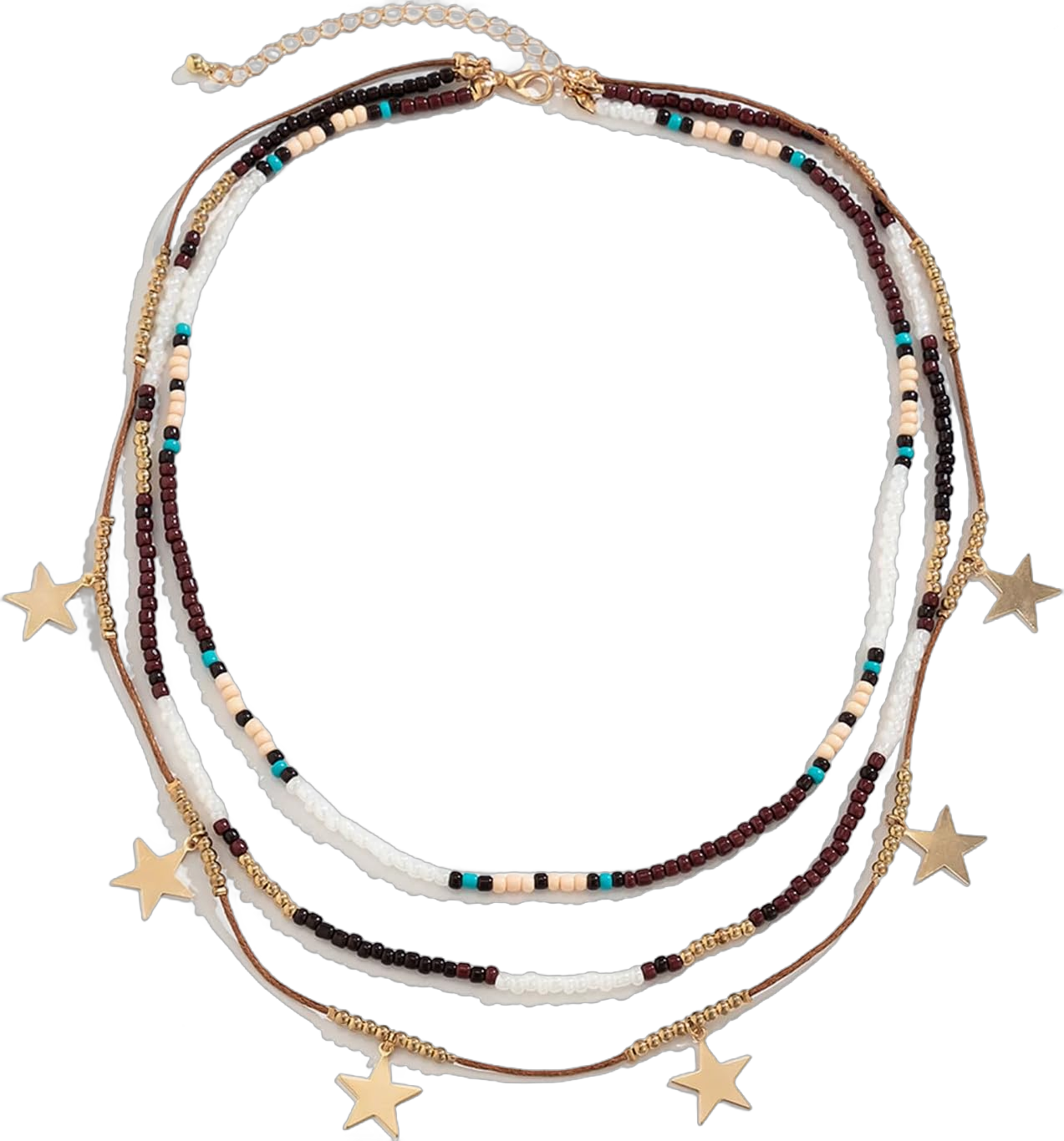 HTH Boho Necklaces for Women Bohemian Layered Colorful Turquoise Beaded Chain Choker Necklace Summer Jewelry Gifts (A-Star)