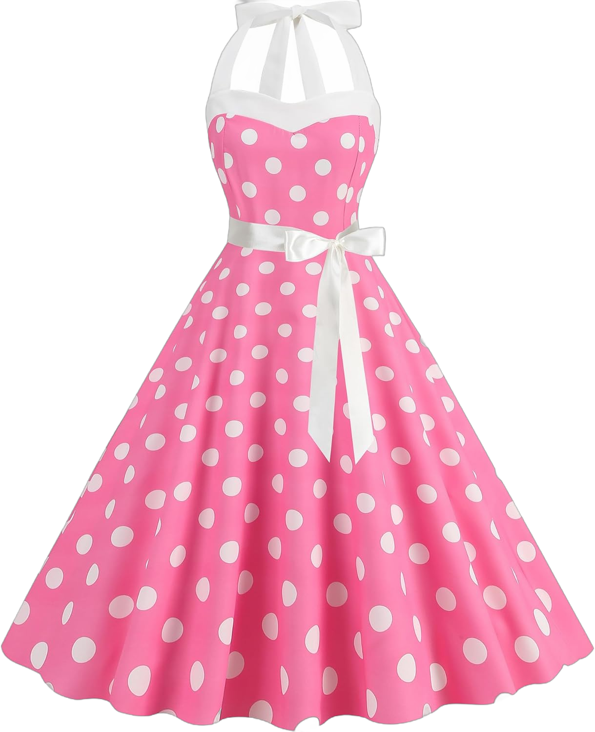 Women's 1950s Vintage Audrey Hepburn Style Cocktail Swing Dresses 50s Wedding Guest Fit and Flare A-line Evening Dress XX-Large Pink Polka Dot