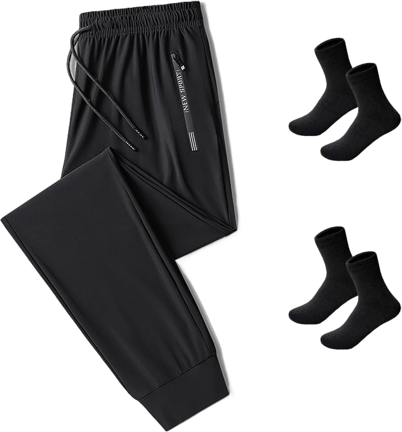 Unisex Stretch Active Quick Drying Pants for Women Men, Silm Fit, Waterproof, Breathable Medium Black Bound Feet