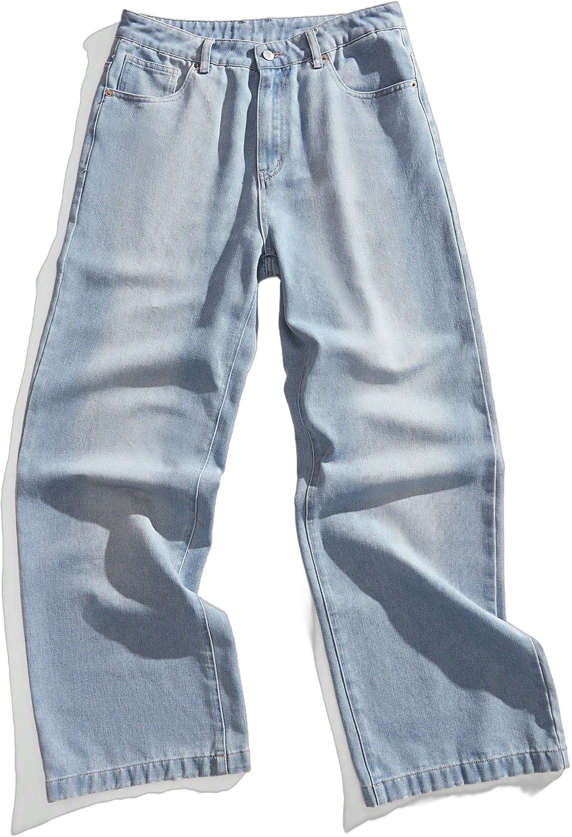 Forever 21 Men's Retro Casual Style, Light Wash Loose Wide-Leg Jeans, Versatile