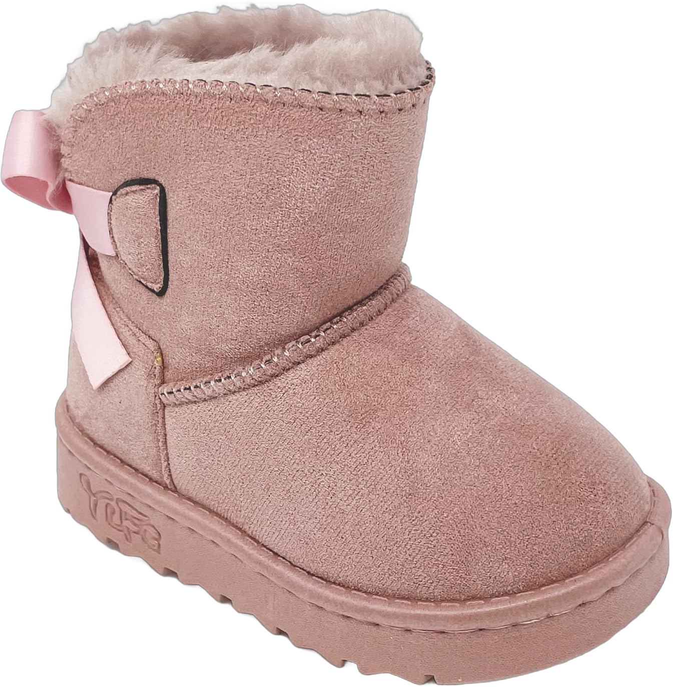 Baby Toddler Fleece Winter Faux Fur Lined Ankle Bootie Snow Boot Little Kid 6 Toddler Pink Ribbon