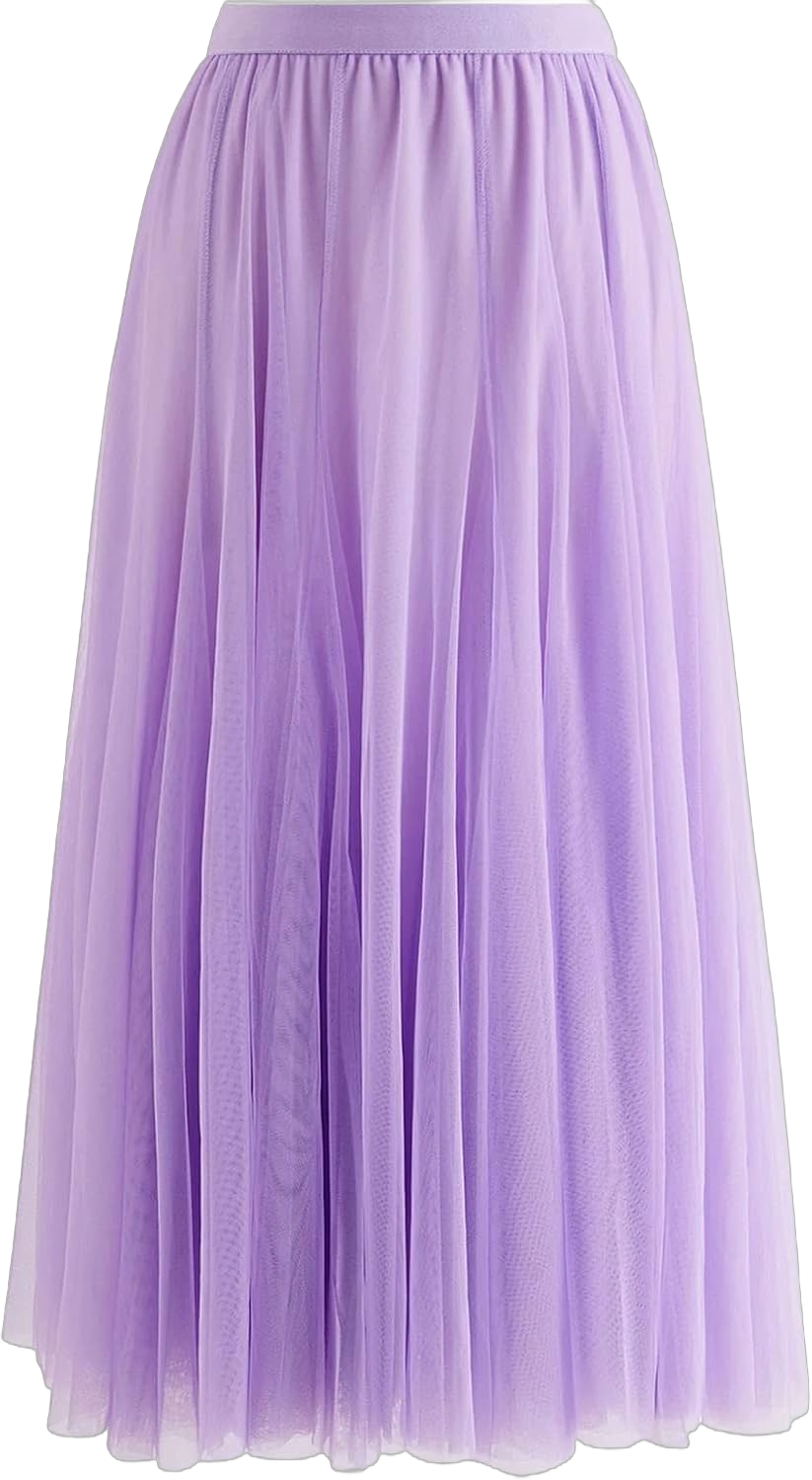 CHICWISH Women's Lilac/Cream/Grey/Pink/Black Layered Mesh Ballet Prom Party Tulle Tutu A-Line Maxi Skirt Large-X-Large Lavender