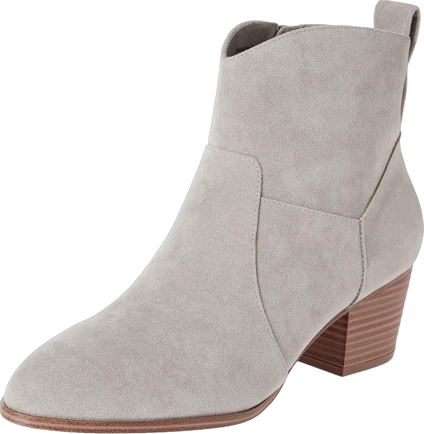 Amazon Essentials Women's Western Ankle Boots 8 Light Grey Heather Microsuede