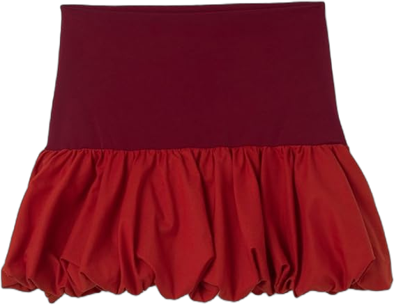 Women Ruffle Mini Bubble Skirt Y2k Elastic Waist Aline Pleated Skirt Puffy Vintage Balloon Skirt Streetwear Medium Patch Red