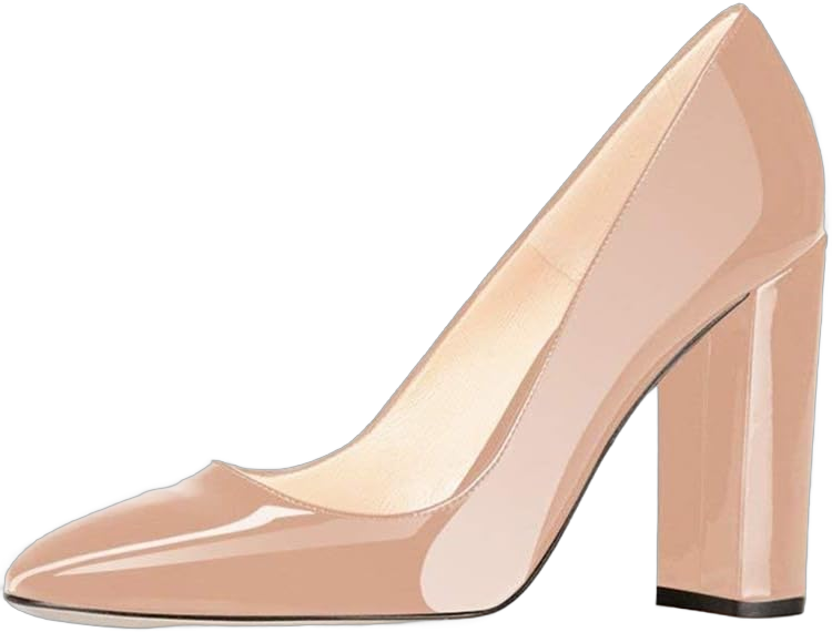 Fericzot Pumps Women Sexy Patent Leather Pointed Toe Block Heels Pumps Gorgeous Evening Party Wedding Stiletto Shoes Plus Size 6 Nude