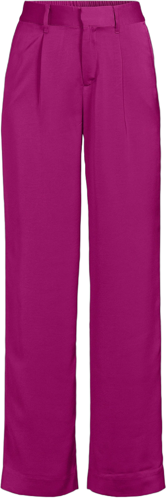 Lands' End Women's Satin Elastic Back Wide Leg Pants - 16 - Vivid Berry Pink