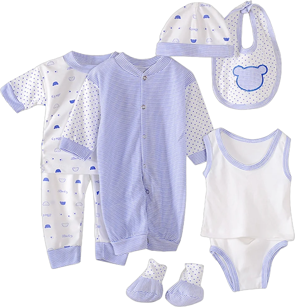 Shose+Romper Baby Set 8PCS Boy Tops+Hat+Pants +Bib+Sock Girl Outfits Girls Outfits Set Baby Clothes Girl New Born