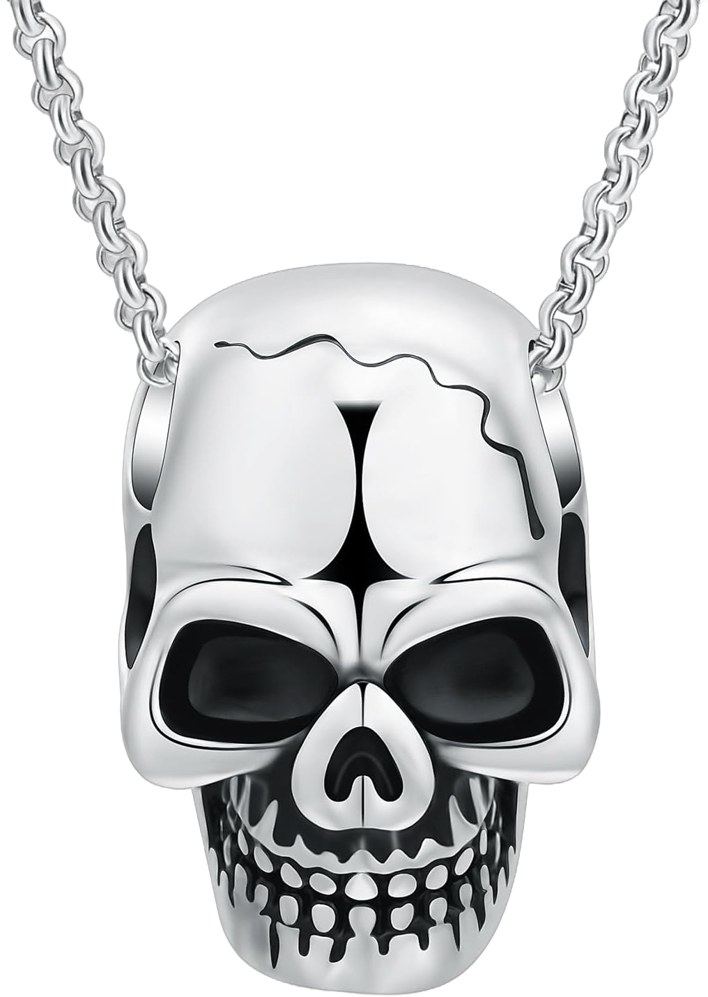 Urn Necklace for Ashes Retro Skull Pendant Cremation Jewelry Vintage Gothic Punk Jewelry Skeleton Head Rapper Cremation Keepsake Memorial Pendant Necklace Jewelry for Men/Women Halloween Jewelry Gift Silver