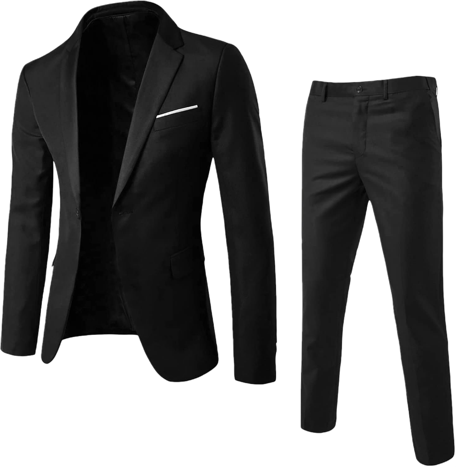 Men's 2 Piece Suit One Button Slim Fit Formal Wedding Prom Tuxedo Suits Classic Blazer Set Sport Coats Dress Pants Set 02-black Large