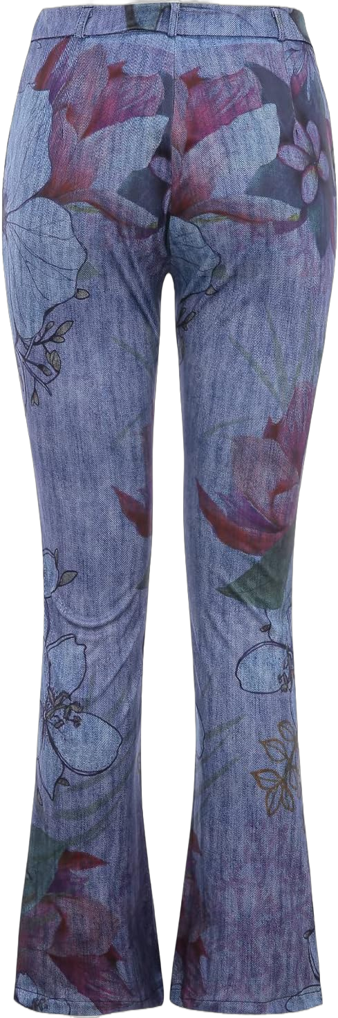 Skinny Bell Bottom Jeans for Womens High Waisted Stretch Wide Leg Slim Fit Denim Pants Floral Print Bootcut Trousers Large 1#pink