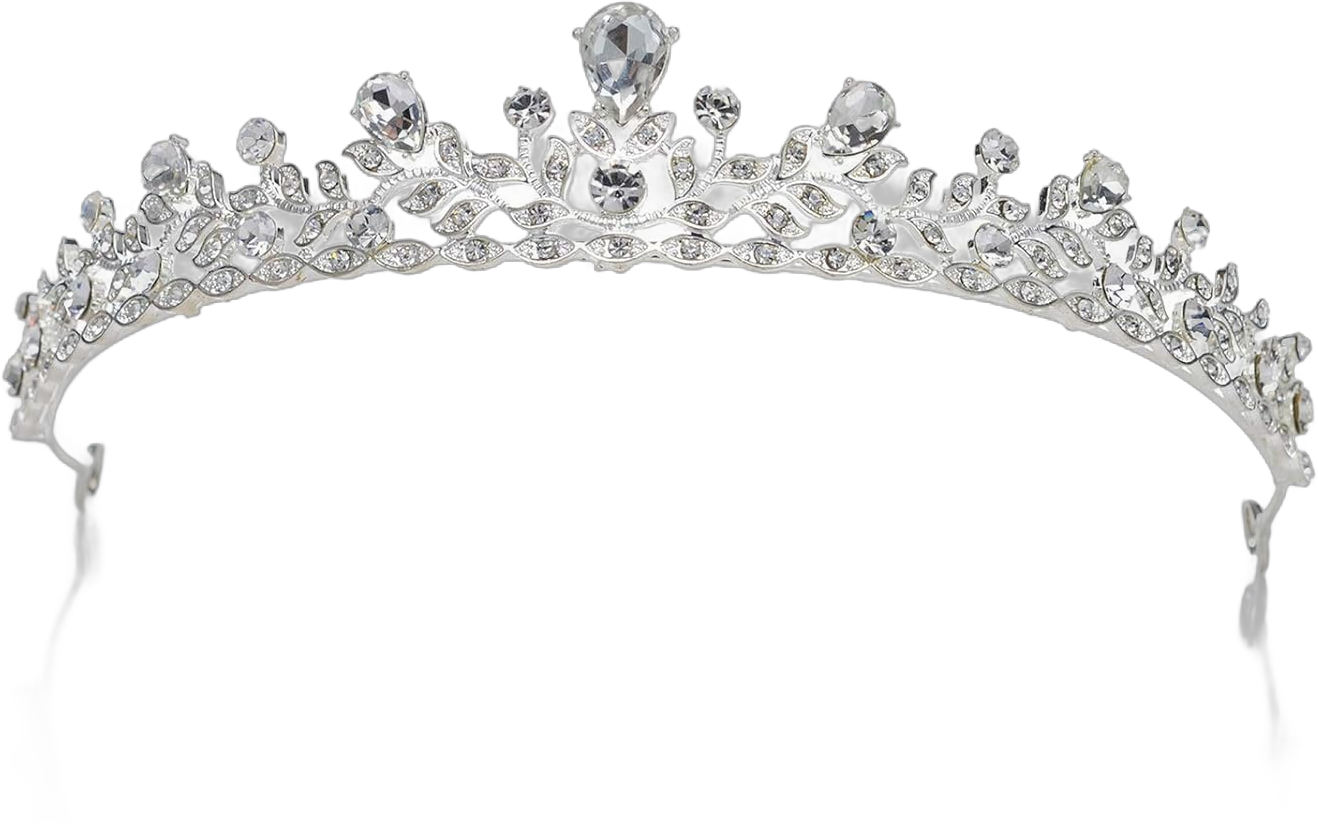 SWEETV Crystal Wedding Tiara for Bride & Flower Girls - Princess Tiara Headband Pageant Crown, Bridal Hair Jewelry for Women and Girls, Silver