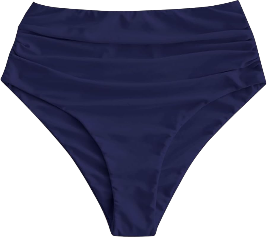 ZAFUL Women High Waisted Bikini Bottoms Ruched Swimsuit Bottom Tummy Control Bathing Suit Bottoms Small 1-navy Blue