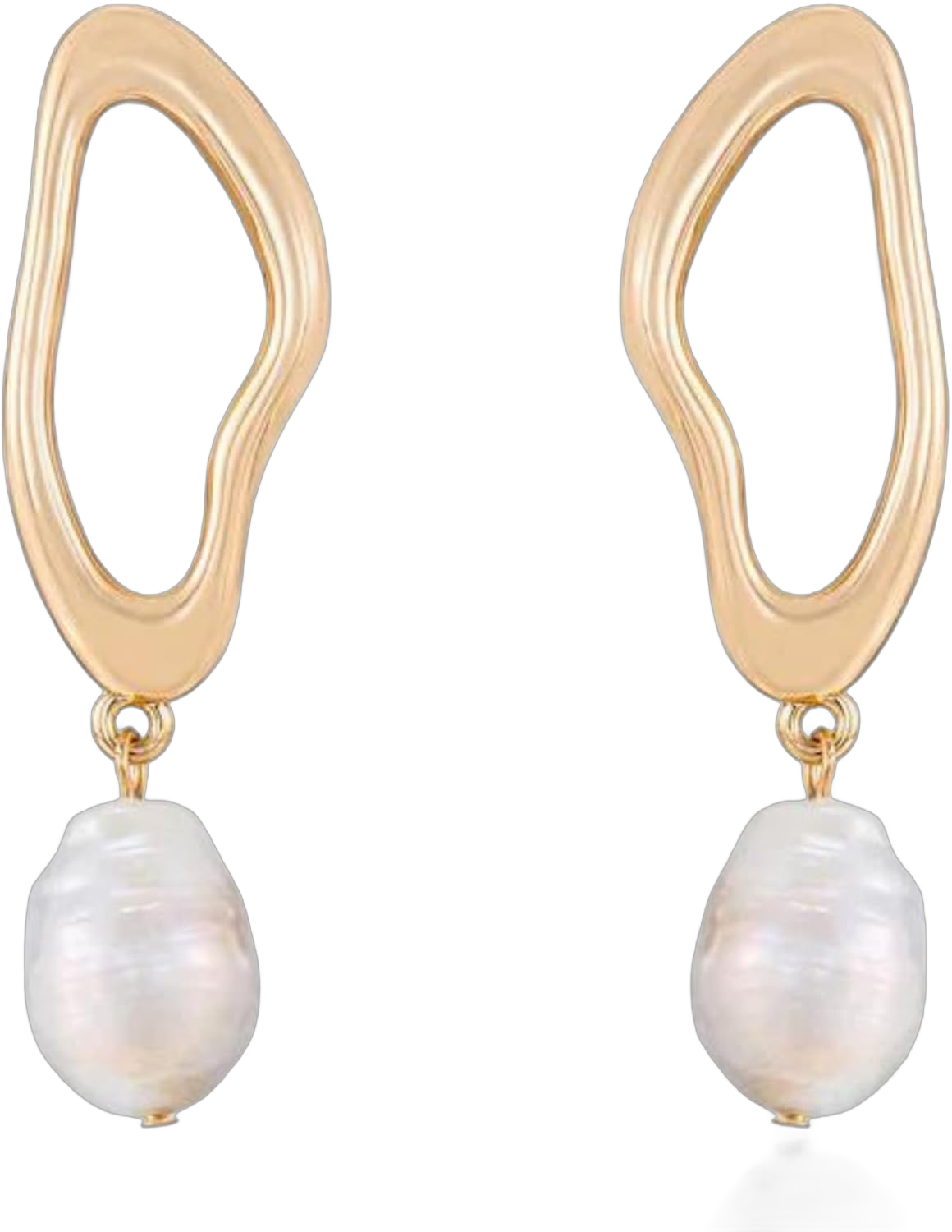 Ettika Pearl Earrings. Gold Earrings for Women. Open Circle Dangle Freshwater Pearl 18k Gold Plated Earrings. Birthday Gifts For Women