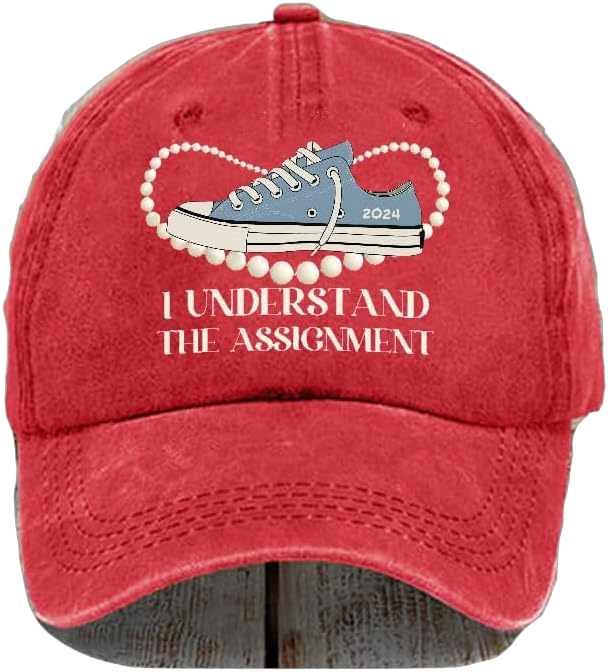 MOGUI I Understand The Assignment Print Baseball Cap Women Men Unisex Vote Hat Red Medium