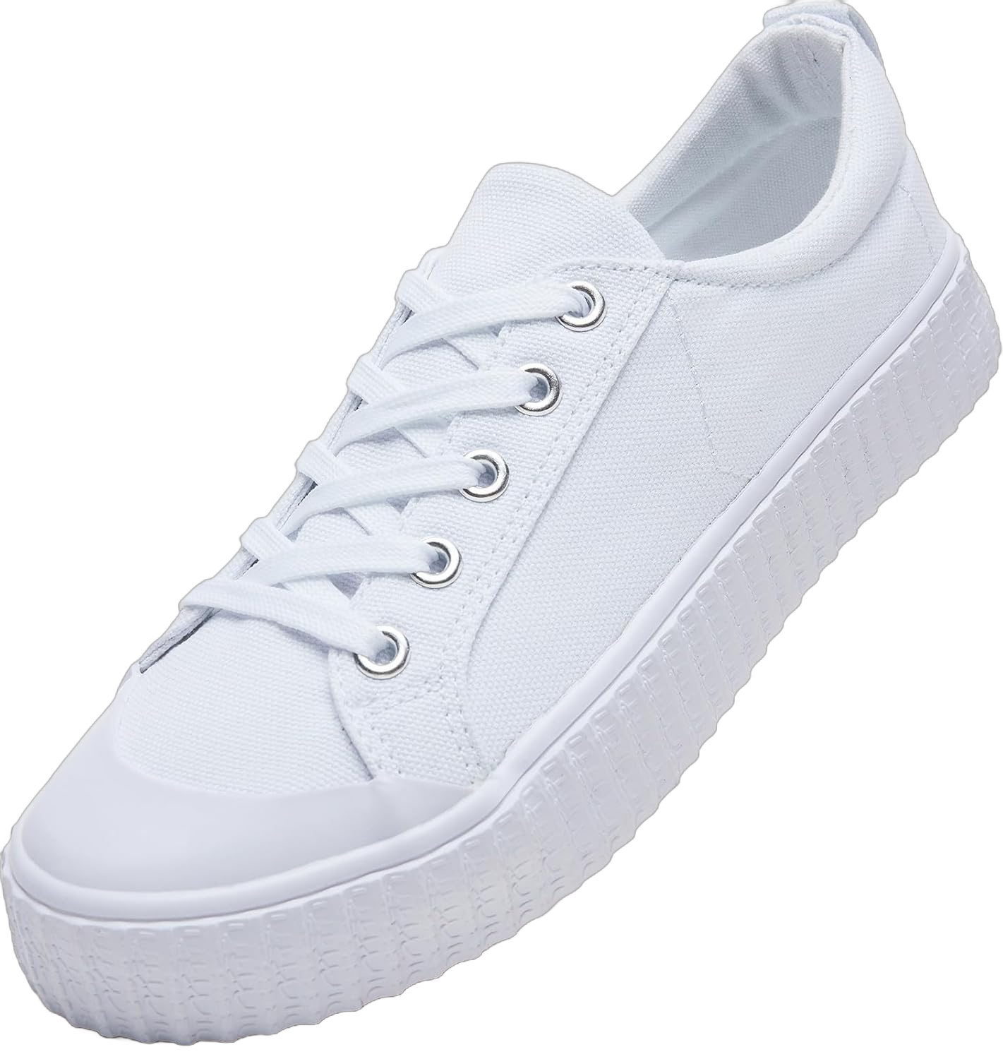 Womens White Canvas Shoes,Low Top Canvas Sneakers for Women,Casual Tennis Shoes(White,US9)