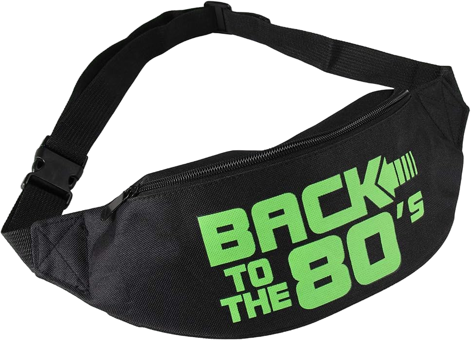 Smile Fish Neon Retro 80s Fanny Pack Waist Bag Festival Theme Party Vintage 80s Party Women/Men Black 02#Black