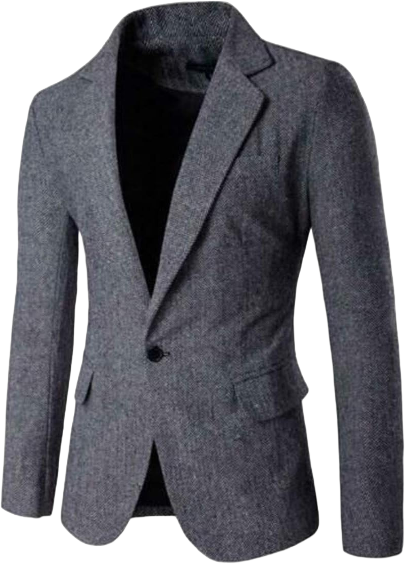 Mens Premium Suit Jacket Slim Fit Wool Tweed Herringbone Blazer Coat XX-Small Light Grey