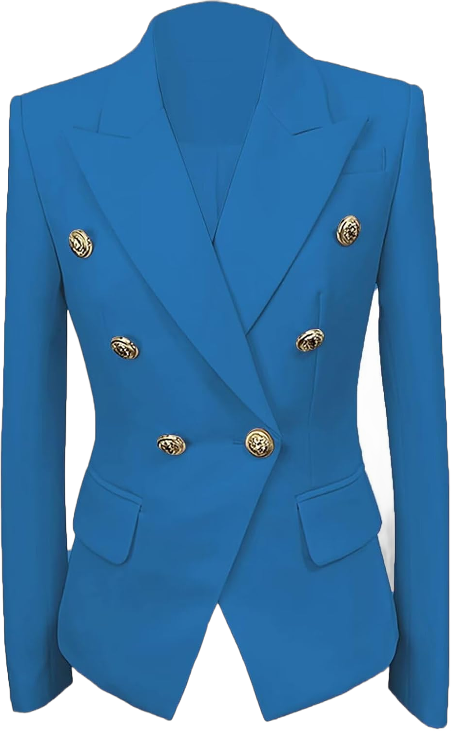 Womens Casual Blazers Long Sleeve Lapel Button Suit Jackets Slim Fit Work Office Blazer Jacket for Women 14 Blue