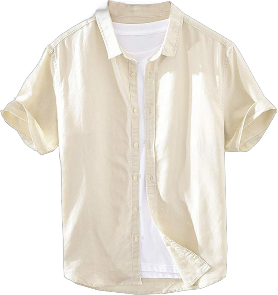 Hotmiss Mens Shirts Linen Cotton Short Sleeve Button Up Loose Summer Beach Yoga Shirt X-Large Khaki