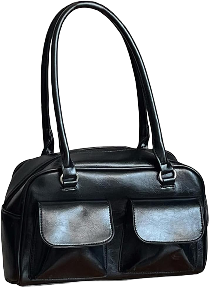 Womens Handbags Soft Leather Tote Handbag Casual Retro Satchel Bag Versatile Large Capacity Commuting Bag Black