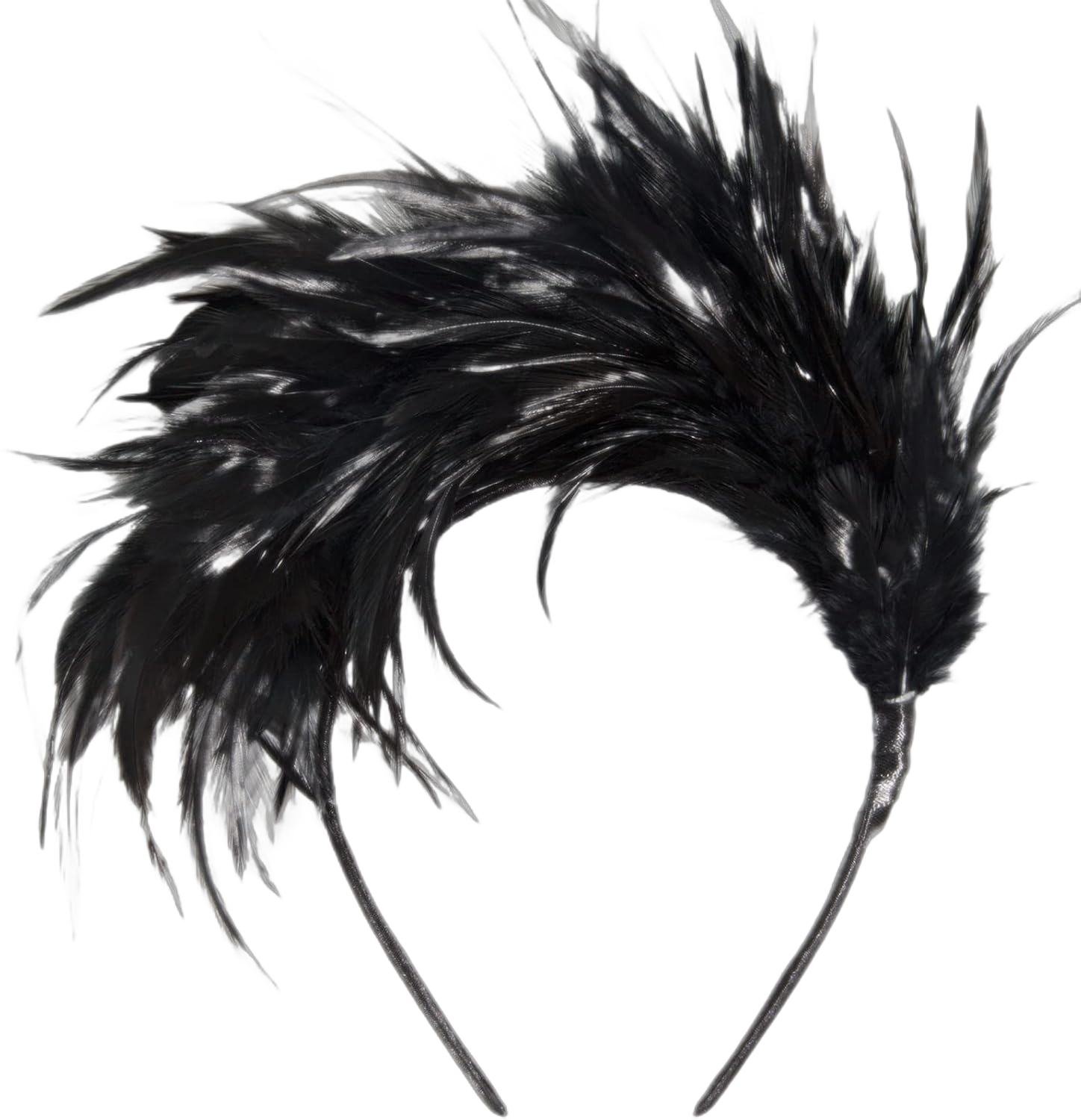 Feather Headband Headwear Headpiece Fashion Hair Accessories for Women (Black, one size) Black 1 Count (Pack of 1)