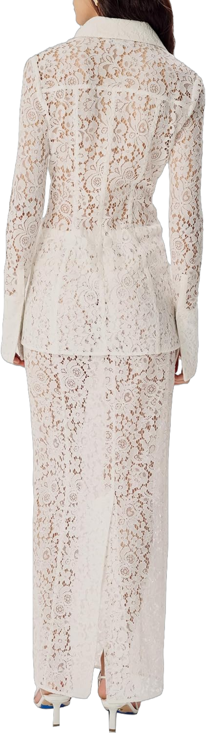 Ronny Kobo Women's Crete Lace Maxi Skirt Large Long White