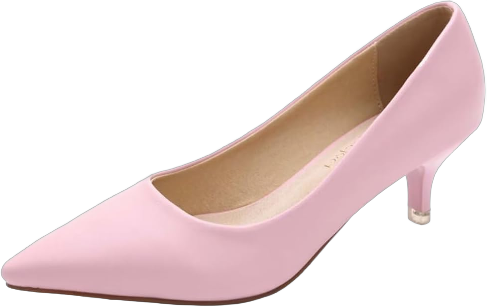 Women's Low Kitten Heel Pumps Classic Fashion Dress Pumps Simple Heeled Shoes for Office Work 10 Pink