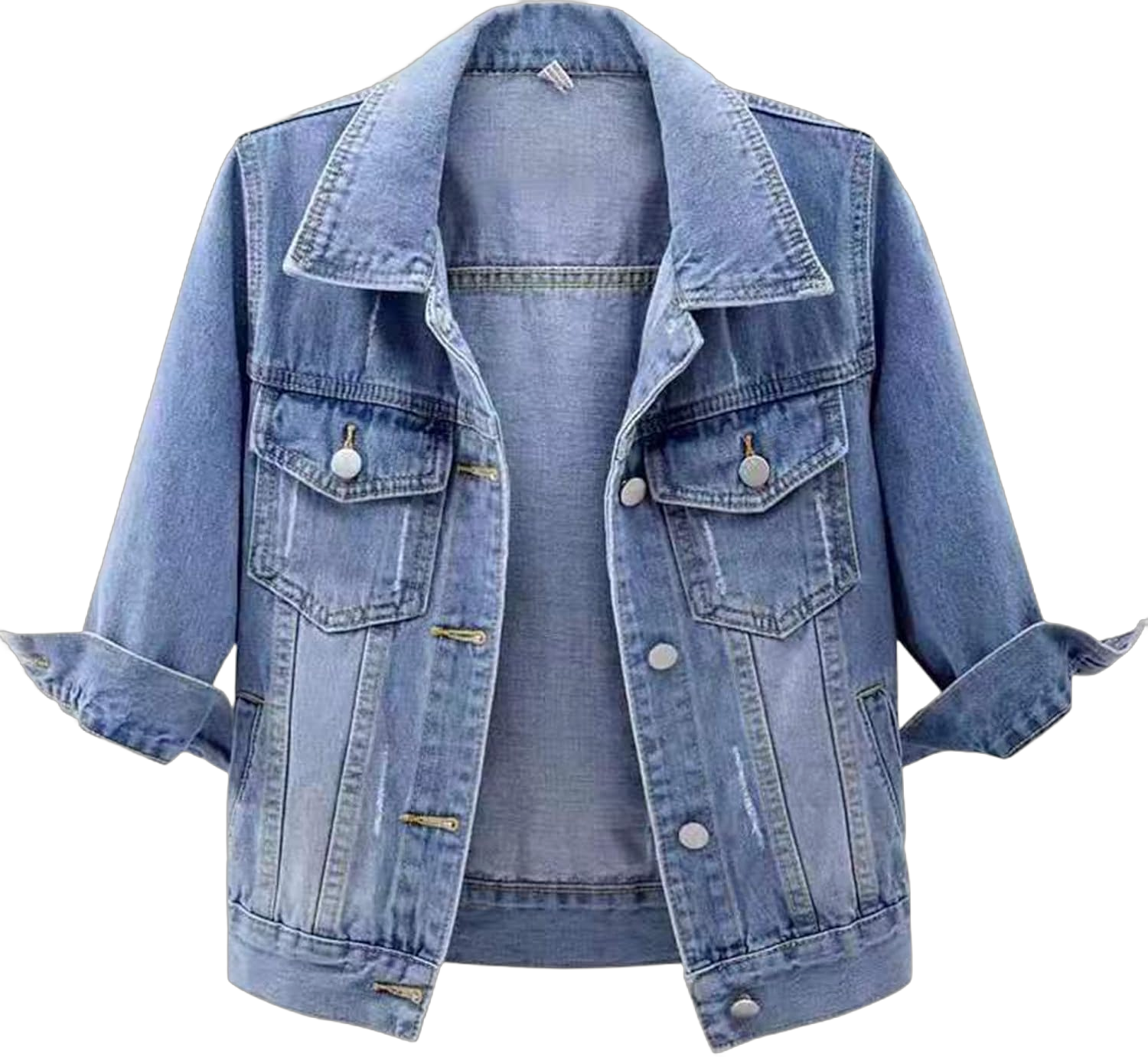 orders placed by me Women's 3/4 Sleeve Short Denim Jacket 2024 Loose Basic Lapel Button Down Cropped Casual Jean Jackets Trucker Coats deal (BU2,XX-Large)