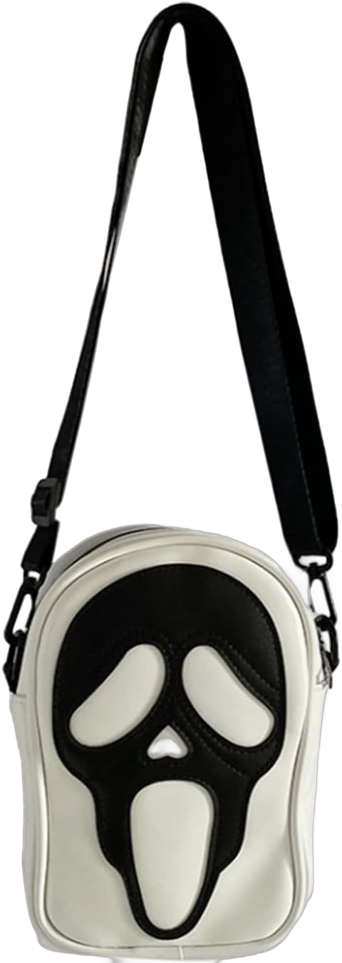 Women’s Cute Ghost Purse PU Leather Crossbody Shoulder Bag Handbag for Men Ladies Teen Girls White