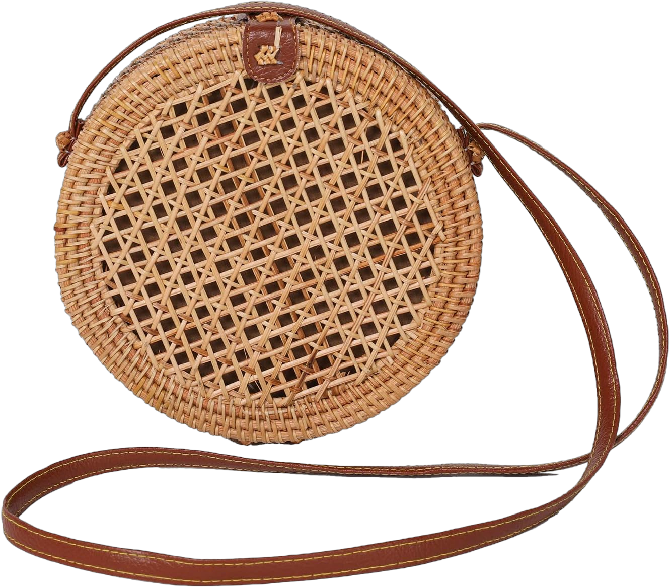 Rattan Bags for Women - Handmade Wicker Woven Purse Handbag Circle Boho Bag Bali Hollow