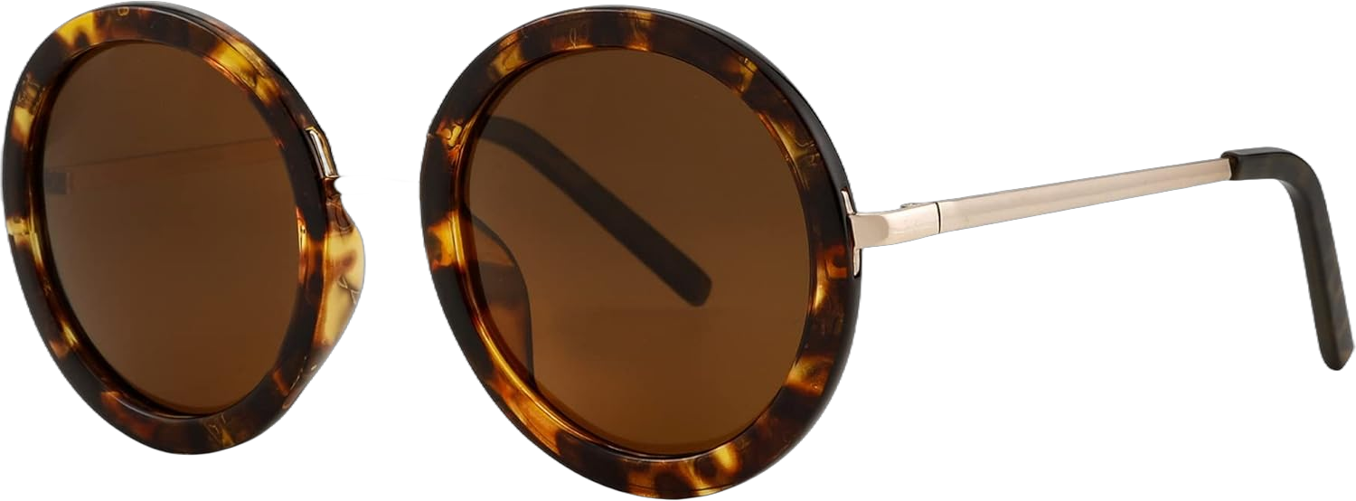 JOOX Round Sunglasses for Women, Classic Vintage Retro Sun Glasses, 100% UV Protection Brown Tortoise/Brown