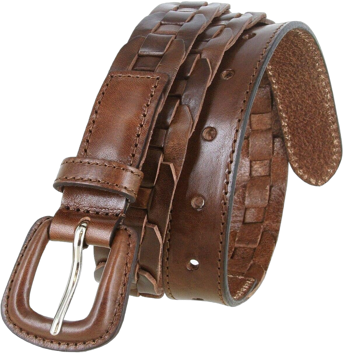 BS251813 - Beltscom Women's Belts Dress Belt Genuine Leather Hand Laced Braided Belt 1" Wide XS-30 Brown