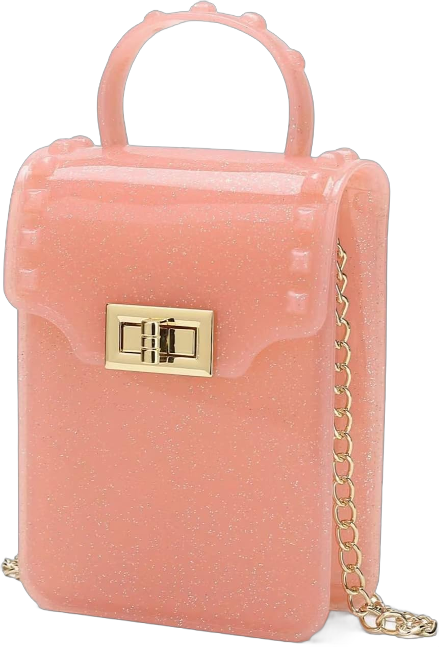 Jelly Crossbody Cell Phone wallets Shoulder Purses Handbag for Women Glitter Pink