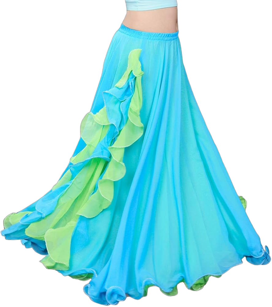 ROYAL SMEELA Chiffon Belly Dance Skirt Slit Tribal Bellydance Skirts Belly Dancer Costumes for Women Carnival Outfit Medium Light Blue