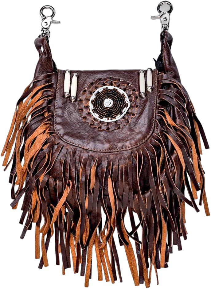 J T C JUZAR TAPAL COLLECTION Leather Waist Bags, Leather Hip waist Belt Bag For Women, Leather Crossbody Bags For Women Clipon Leather Fanny Pack for Women (J2400LB, Brown) Fur Fringe